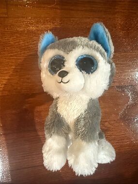 Blue-Eyed Gray & White Plush Husky